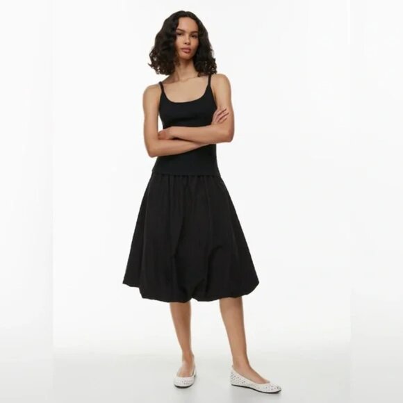 Aritzia Sunday Best Bubbly Cotton Poplin Bubble Midi Skirt Black Size Medium - Picture 3 of 10